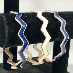 Light Coral and Navy Zig Zag Bangles